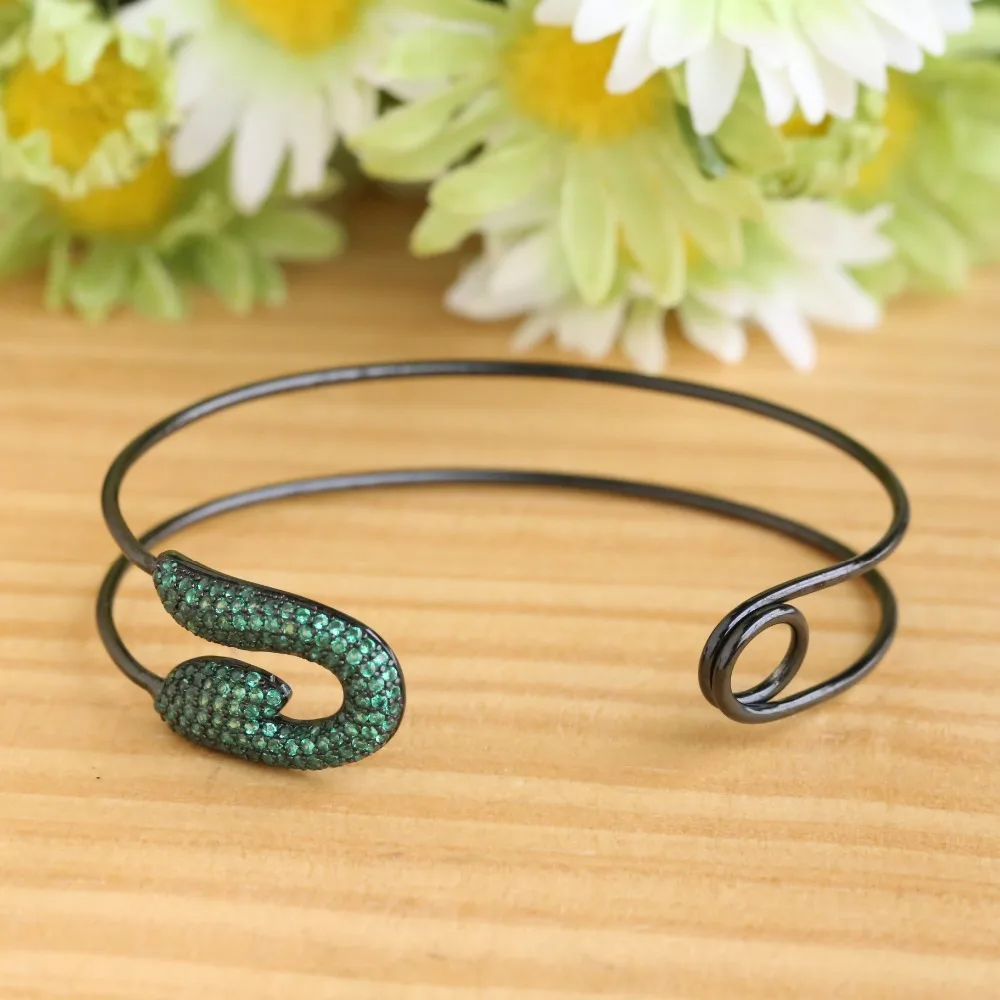 

Famous C shaped Pin Women Cuff Bangles Monaco Brand Funny Paper clip Design 925 Sterling Silver Pin wedding bracelet bangle