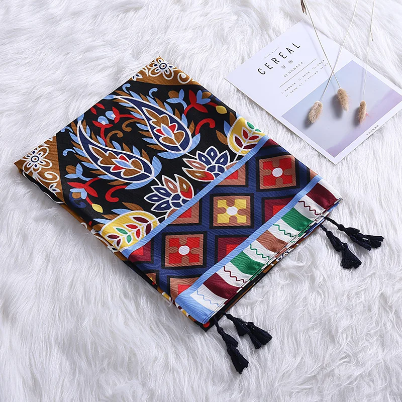 Женский хлопковый шарф в этническом стиле, специальный дизайн, длинная шаль, яркий цвет, модная большая шаль, новинка [3086]
