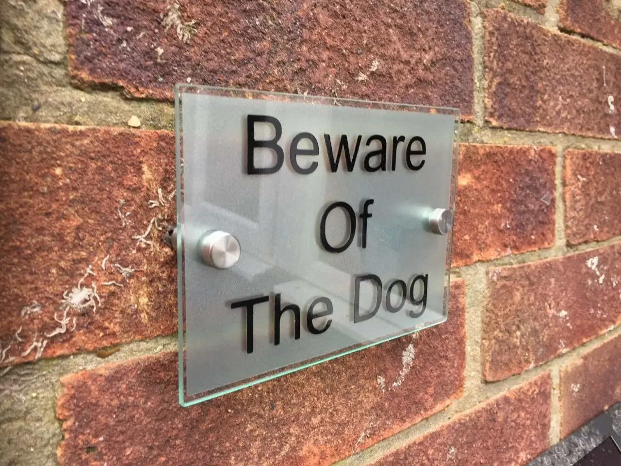 

Customize BEWARE OF THE DOG MODERN GLASS ACRYLIC PLAQUE / HOUSE NAME PLAQUE MADE TO ORDER