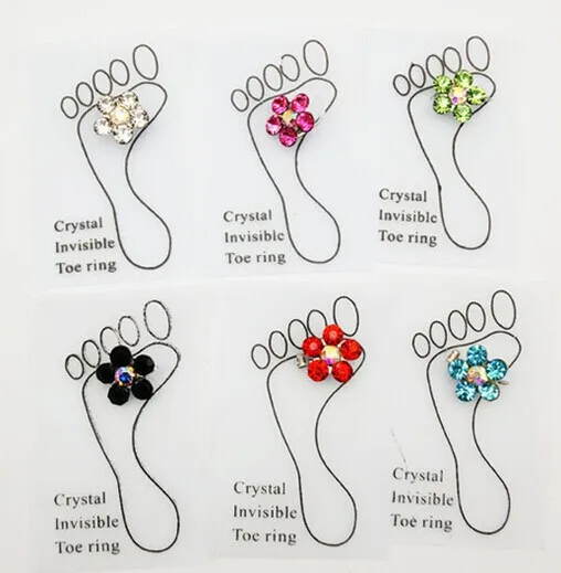 60 Pieces/Lot Invisible Elastic Band Crystal Mini Flowers Toe Ring