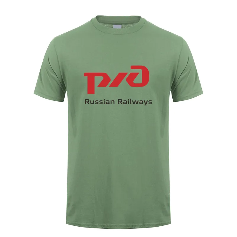 Military green Футболка «Российские железные дороги», топы, Новая Модная хлопковая футболка с короткими рукавами и круглым вырезом, мужские футболки, DS-053 - Цвет: Military green