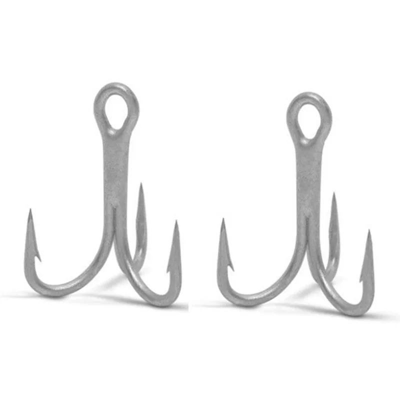 Fishing Hook 5pcs High Carbon Treble Hooks Super Sharp solid size Triple Overturned Barbed Steel Fish hook Round Bend For Bass