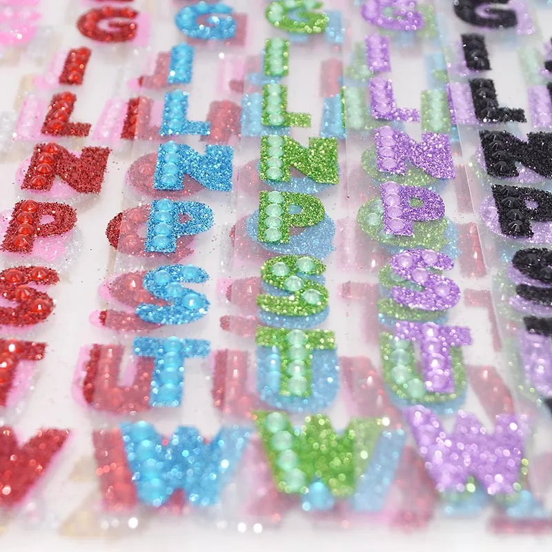 1 Sheet Glitter Alphabet Letter RhinestonesStickers Self Adhesive Gold/silver Words Stick On Scrapbooking DIY Handmade Book Deco