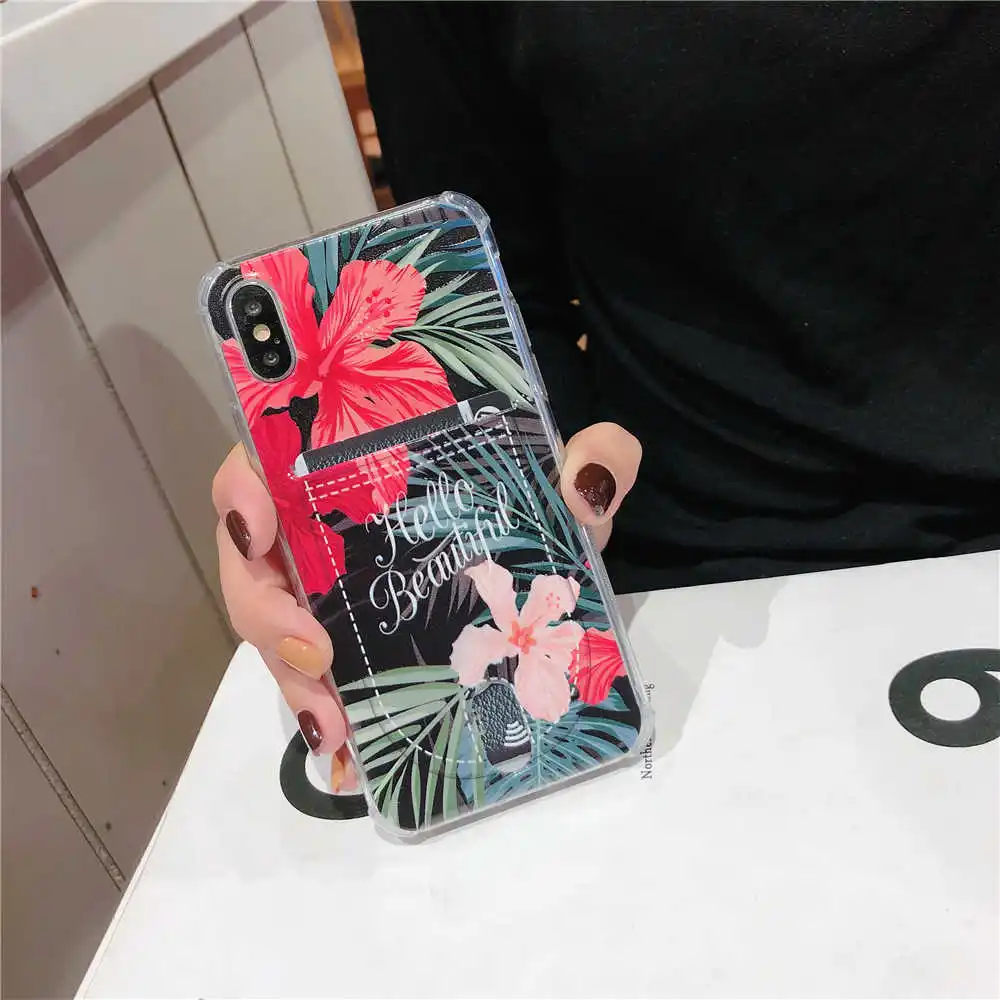 For Iphone X Case Marble TPU Case for Iphone 8 8Plus Credit Card Holder Back Cover for iphone 6 6plus 7 7plus Protective shell (20)