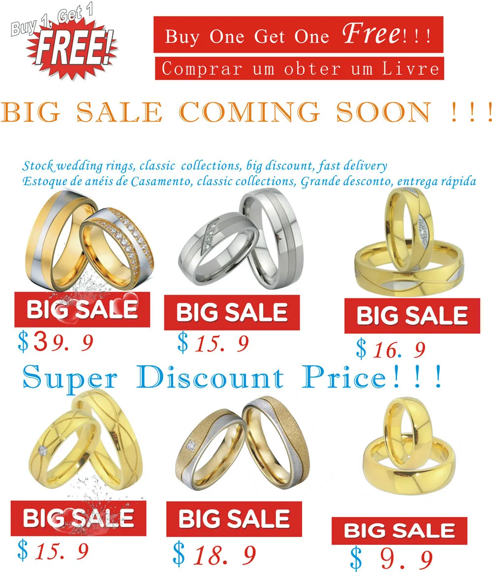 Классический дизайн Золотое покрытие слой ручной работы титановая пара Свадебные обручальные парные кольца anel de casamento Trauringe