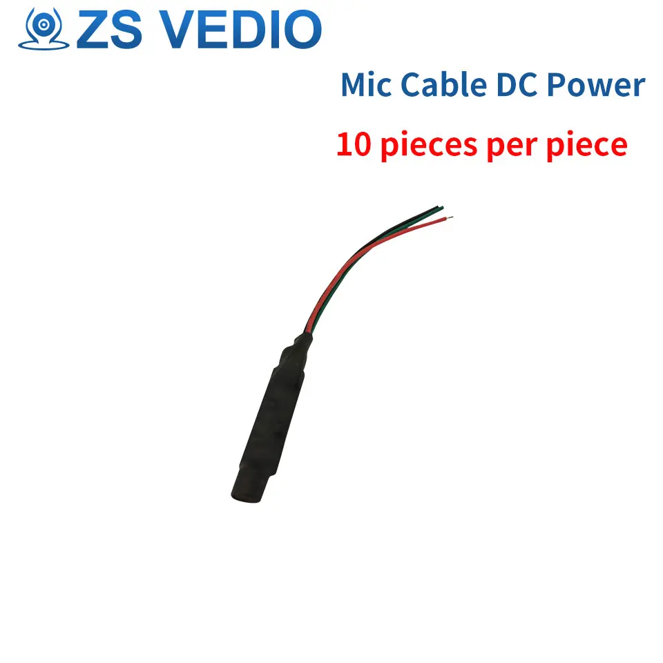 

ZSVEDIO 10pcs MINI Microphone Audio Mic Cable DC Power for CCTV Security Camera DVR
