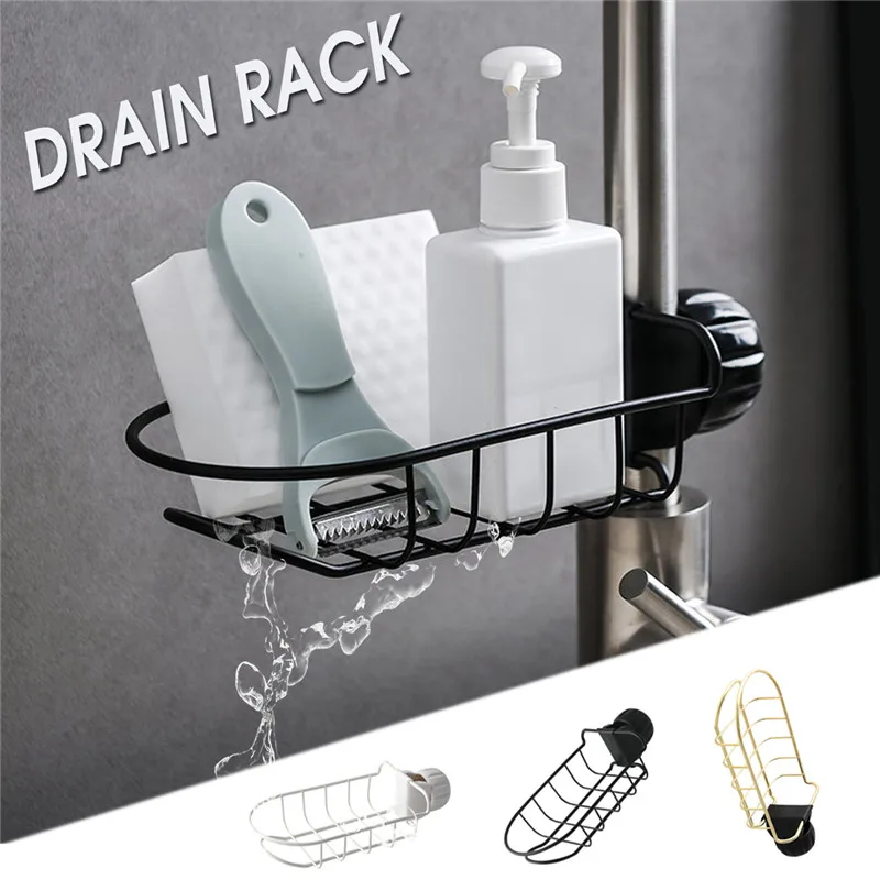 

Iron Sink Hanging Storage Rack Holder Faucet Clip Shelf Bathroom Hollow Out Shelves Kitchen Drain Storage Organizer Accessories