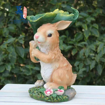 

Lotus leaf Rabbit Animal Resin Craft Ornament Garden Children Room Decoration