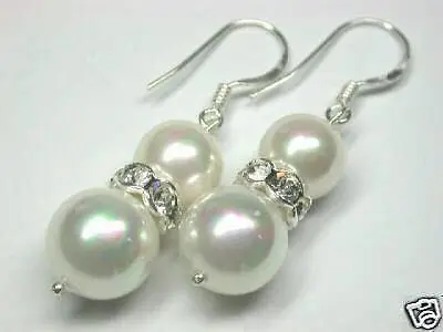 

hot sell new - Charming twins 8-10mm white black sea shell pearl bead hook earrings