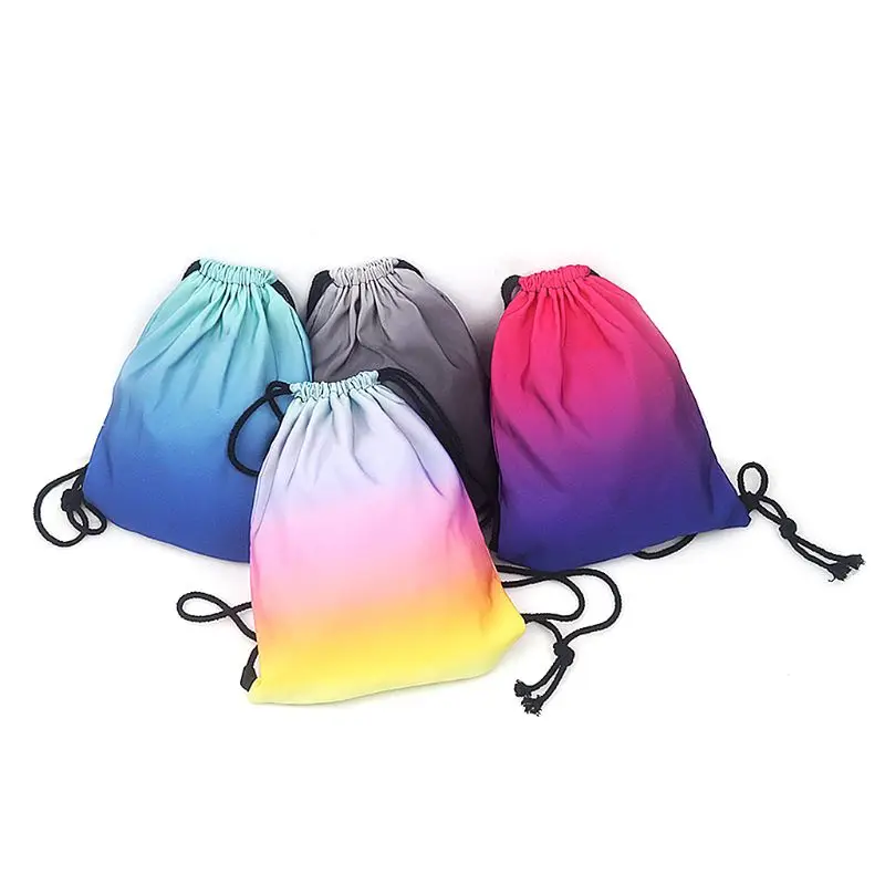 Gradient Drawstring Bag Ombre School Swimming Travel Cinch Sack Sports Backpack