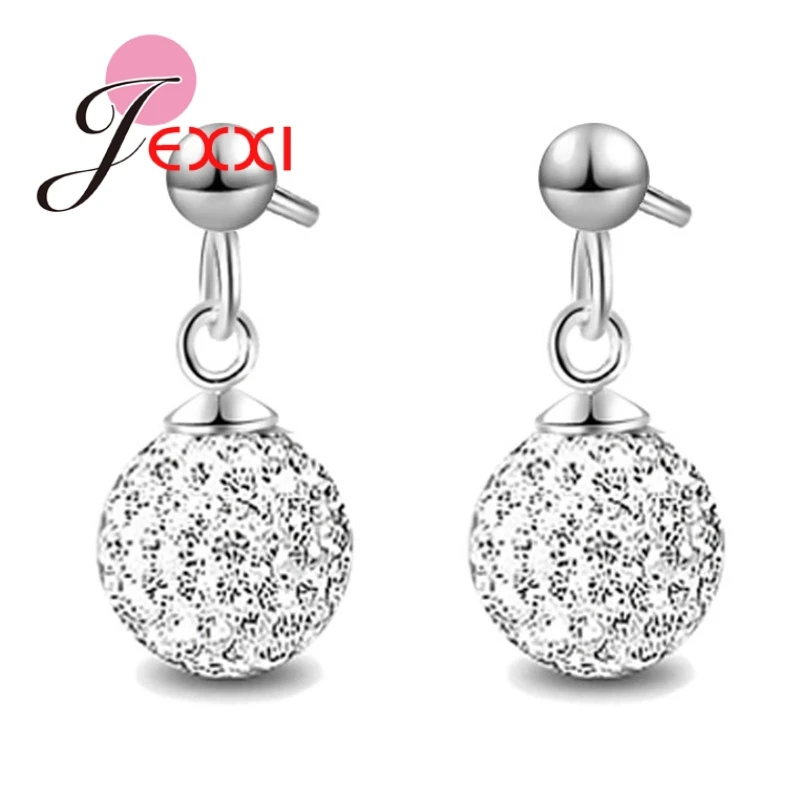 

JEXXI Multi Colors Shine 925 Sterling Silver Austrian Pave Disco Ball Stud Earring Back Soppers Stamped Woman Jewelry Accessory
