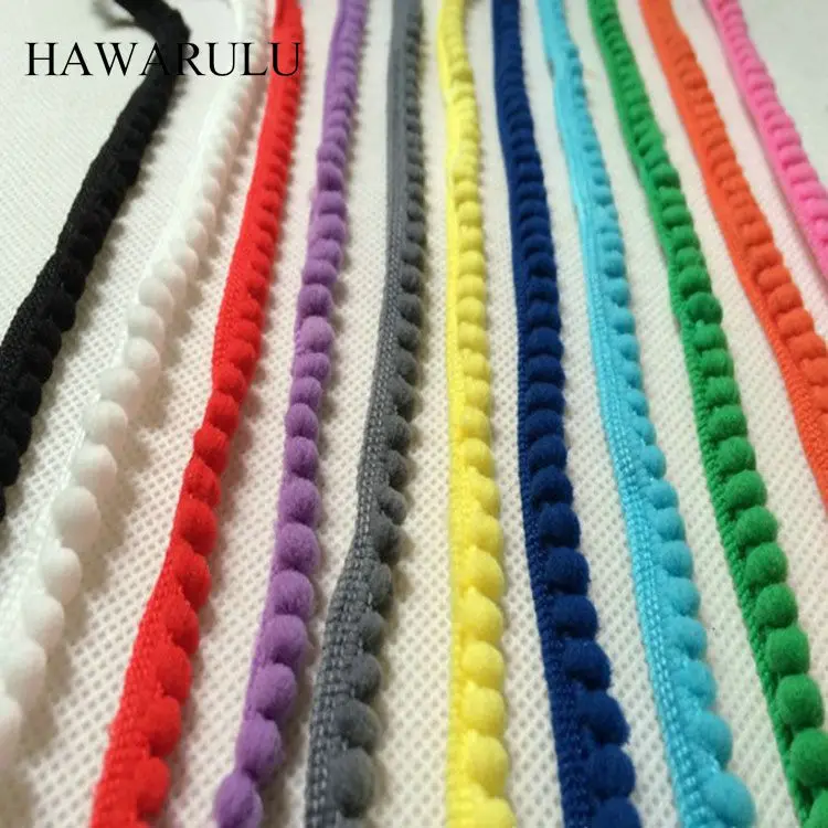 

HAWARULU 5Yards Pom Pom Lace 8mm&12mm MINI Pearl Pompom Fringe Ribbon Sewing Lace Knitted Fabric Handmade Craft Accessories