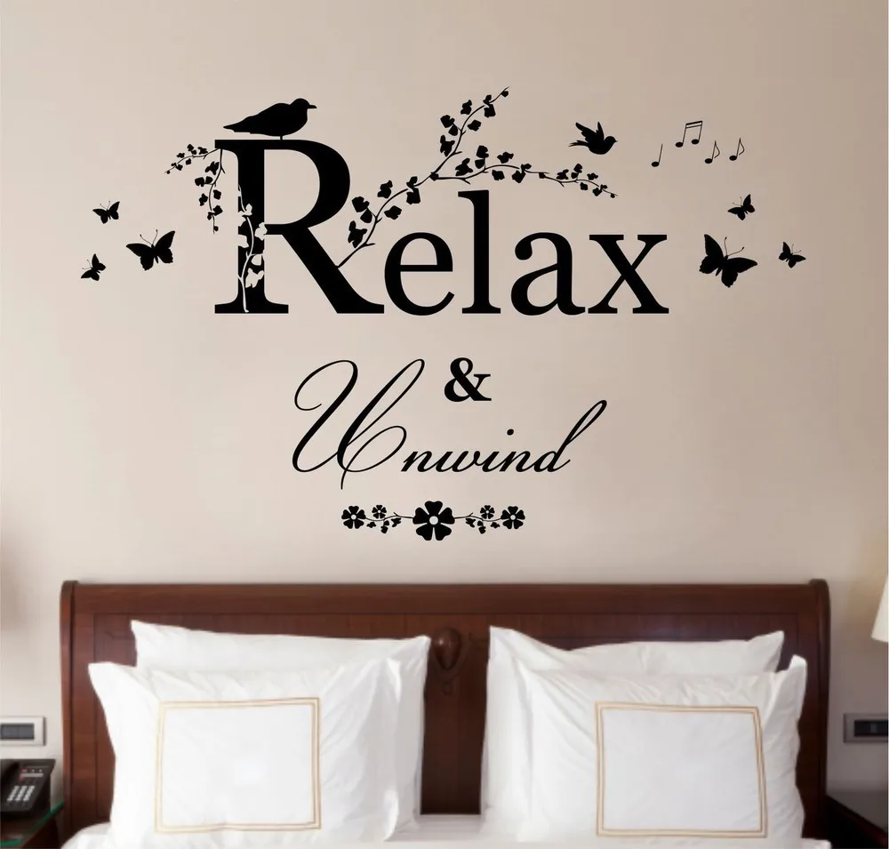 Free Shopping Relax Unwind Quote Vinyl Wall Art Sticker