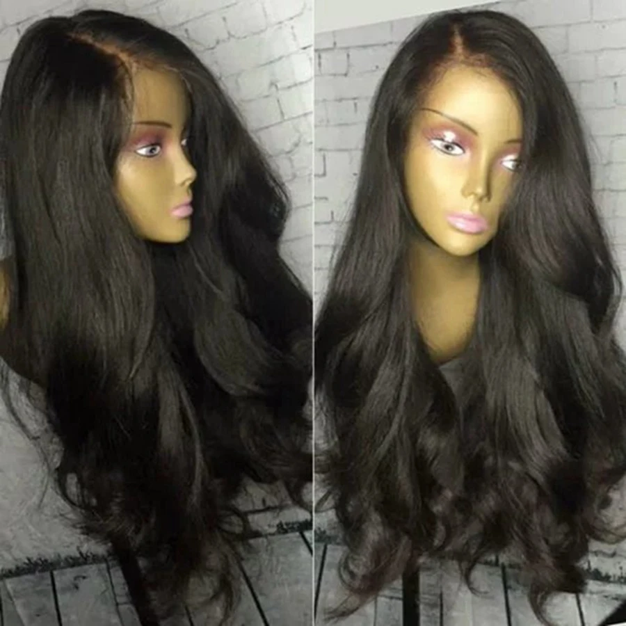 

EEWIGS Long Black Wig Body Wave Synthetic Lace Front Wig With Natural Hairline Glueless Heat Resistant Wigs For Black Women