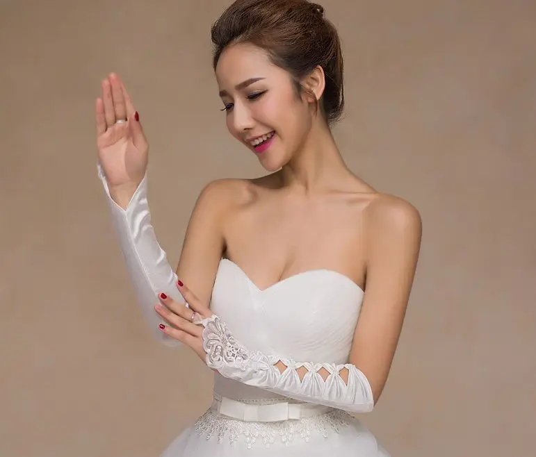 Модные В наличии белые перчатки для невесты 2019 vestido de festa Недорогие свадебные аксессуары свадебные Перчатки дешевые пряжи noivas