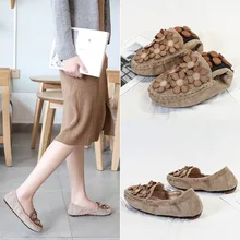 Обувь г. Женские осенние Мокасины с цветами из флока обувь из мягкой замши на плоской подошве для медсестры, повседневная обувь без шнуровки, большой размер 43