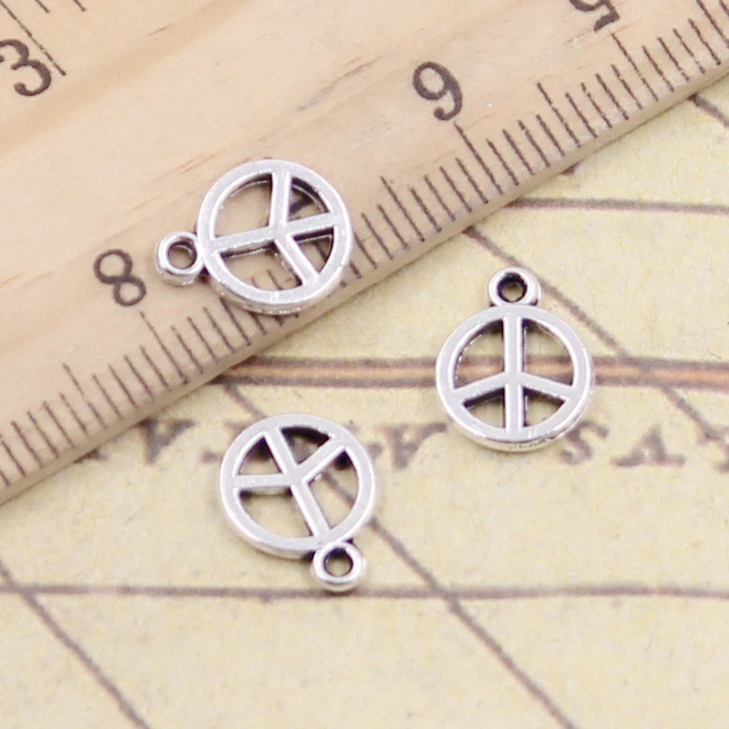 매력 평화 기호 10x8mm 티베트어 실버 컬러 펜던트 골동품 보석 만들기 DIY 수제 공예, 30 개
