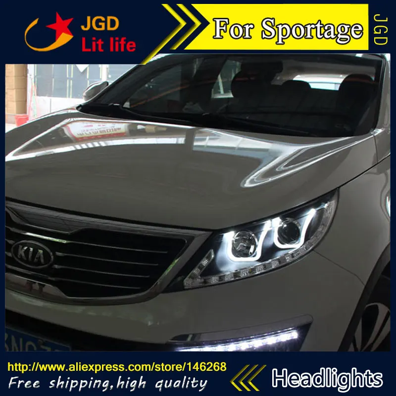 

Free shipping Car styling LED HID Rio LED headlights Head Lamp case for KIA Sportage SportageR 2009-2011 Bi-Xenon Lens low beam