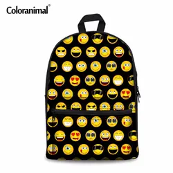 Coloranimal emoji рюкзак 3D милой улыбкой печати рюкзак детей холст Школьные ранцы для подростков Обувь для девочек Для женщин Повседневное Bagpack