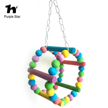 

Purple Star Small Medium Parrot Toys Colorful Wood Swing Ladder Bird Perches Standing Bite Toy Pet Supplies Cage Pendant Decor