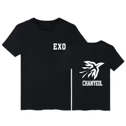 Экзо логотип Футболка Для женщин Топ короткий рукав мода в Корейском стиле футболка Для женщин хлопка EXO Вентиляторы женской одежды