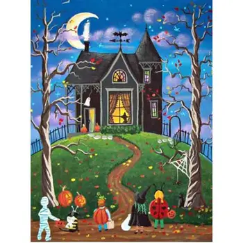 

Halloween Diamond Painting Full Square /round Pumpkin New Arrival Cartoon Diamond Embroidery Witch Picture Of Rhinestone