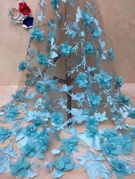 

High Quality Tulle Lace 2019 Latest African Lace Fabric 3d Flower Applique African French Wedding Lace Fabric For 5yards X11