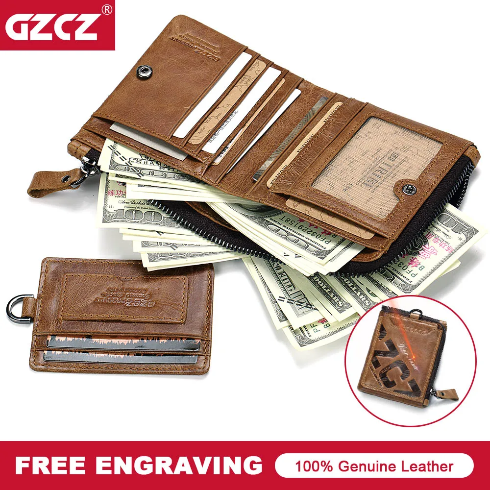 Мужские кошельки GZCZ из натуральной кожи брендовый кошелек высокого качества с
