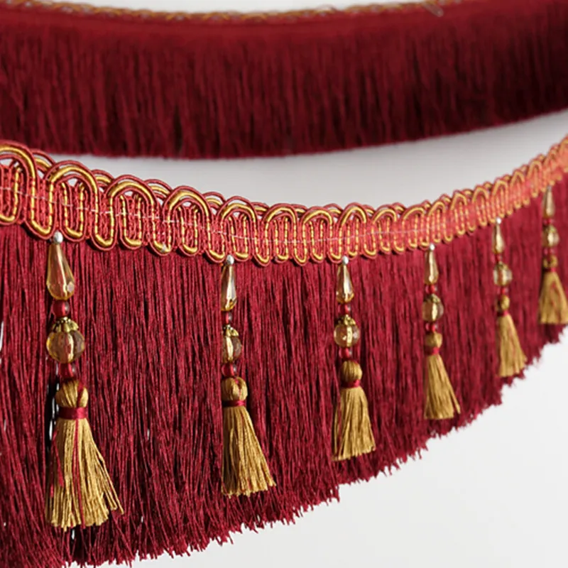 4 meter/lots lace trims Curtain lace tassel beads decorative pendant