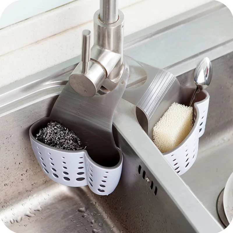 Home Kitchen Organizer Sink Hanging Strainer Basket Sponge Holder