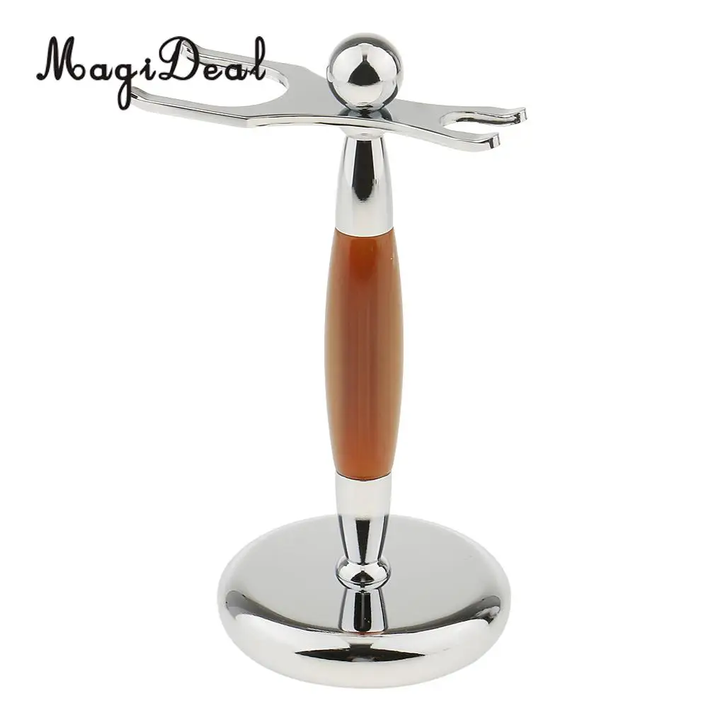 MagiDeal Men Barber Alloy Shaving Brush Safety Razor Holder Rack Stand 2 Prongs salon shaving tool Brush Holder