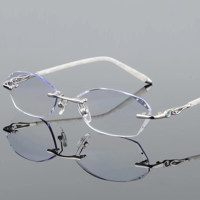 Presbyopie Brille Rahmen Mit Gradienten Weibliche Ultraleicht Flut Trimmen Randlose Diamant Gläser 18 Koreanische ETSczREq