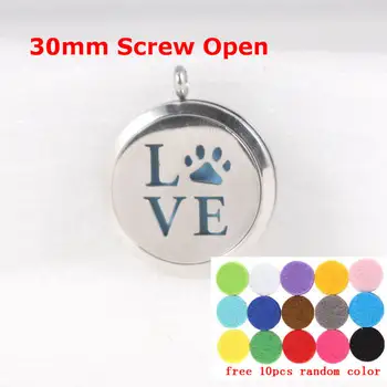 

Pads and chain as gift! Round Silver 30mm Love Aromatherapy / Essential Oils Stainless Steel Perfume Diffuser Locket Wholesale