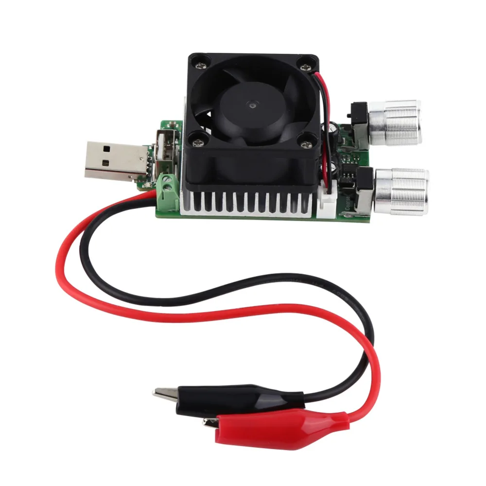 

35W Electronic Test Load DC 3V-21V Adjustable USB Electronic Load Battery Discharge Capacity Tester with Cooling Fan