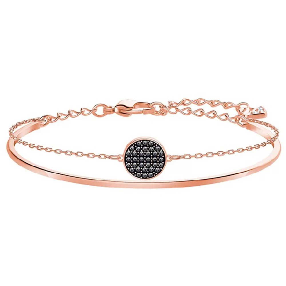 

2018 New Fashion Rose Gold Pave Zircon Layer Two-In-One Bracelet Female Jewelry Gift For Girlfriend Charming Free Shipping