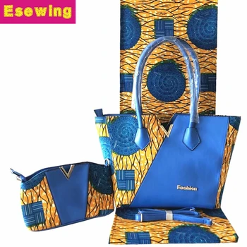 

Hot sale 3 pieces/set hot sale veritable wax Nigerian fabric 6 yards/pcs match fashion two 2019 Popular african wax Fabric bag