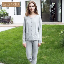 Qianxiu женские пижамы костюм Кружевной хлопковый кардиган дизайн комфортный для свободного дыхания 1790A