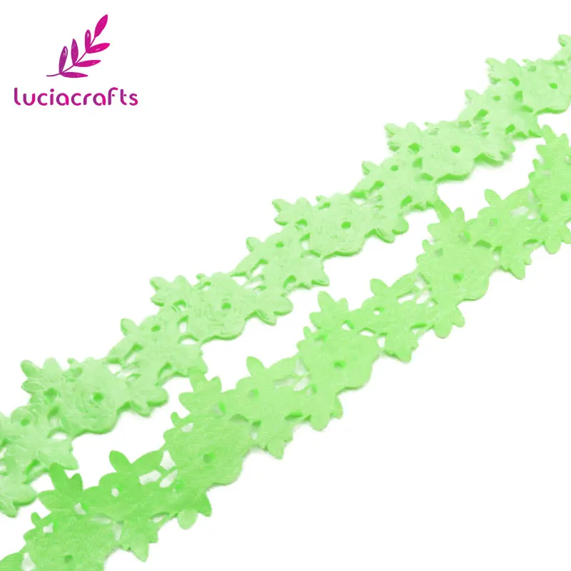 Lucia crafts 23 мм разноцветный вариант Цветочная лента Швейное Ремесло кружевная отделка украшение DIY швейное украшение 2y/лот P0608 - Цвет: Green