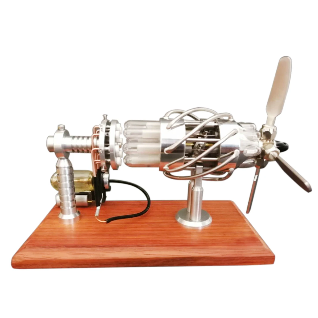 Super Quality 1 Pcs 16 Cylinder Swash Plate Butane Powered Quartz Glass Hot Cylinder Stirling Engine Model