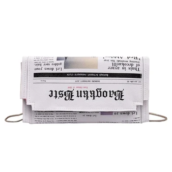 

Women Newspaper Print Design Crossbody Messenger Bag Casual Flap Envelope Bag Day Clutches Purse Chain Shoulder Bag Pu Handbag