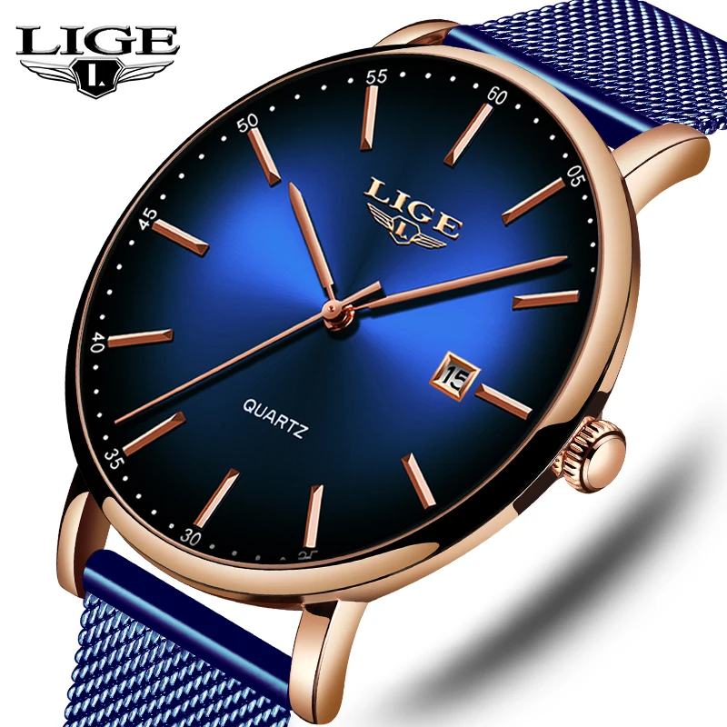 

LIGE Fashion Mens Watches Top Brand Luxury Waterproof Wrist Watches Ultra Thin Simple Casual Quartz Watch For Men Sports Clock
