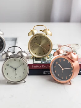 

Nordic Style Creative Alarm Clock Decoration Big Sound For Student Household Metal Silent Retro Small Round Alarm Clock Z728