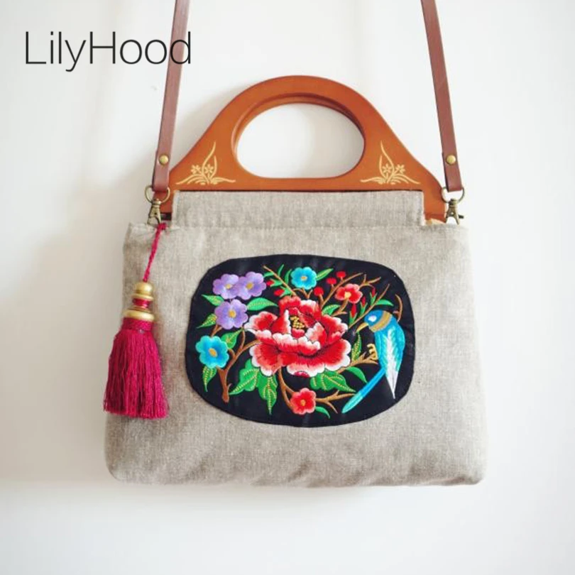 

LilyHood 2017 Female Fashion Floral Embroidery Jute Tote-Handle Bags Ladies Burlap Vintage Retro Old China Folk Book Handbag