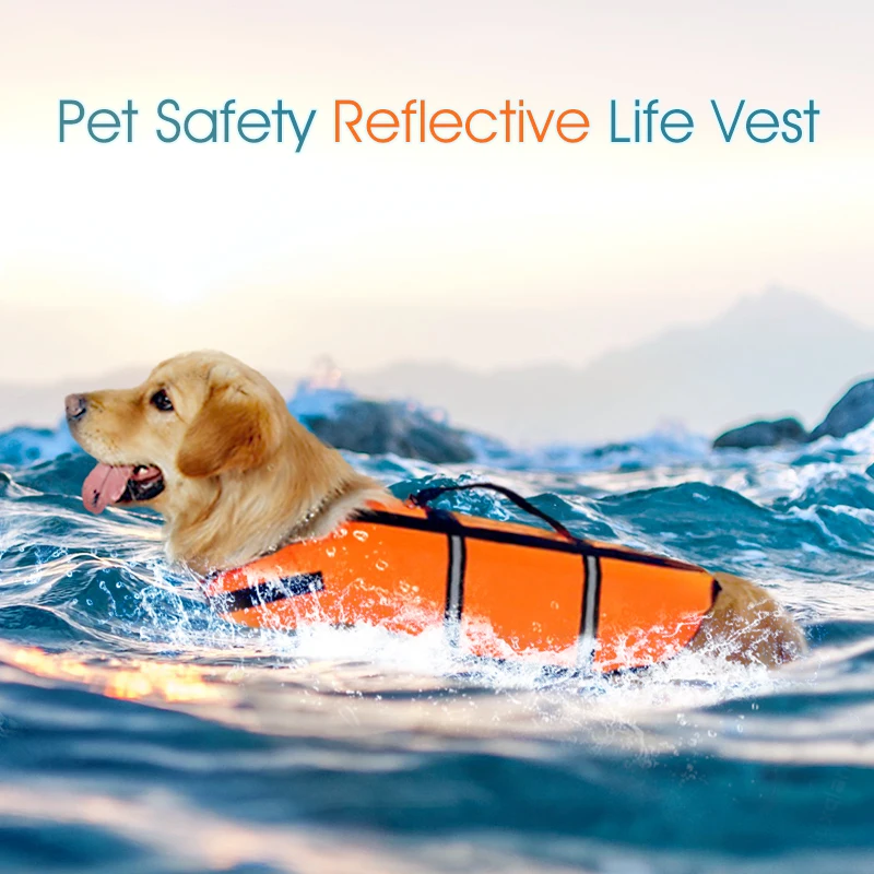 Светоотражающий спасательный жилет для собаки, кошки, жилет для плавания, для безопасности, большая средняя Одежда для питомцев, одежда для собак