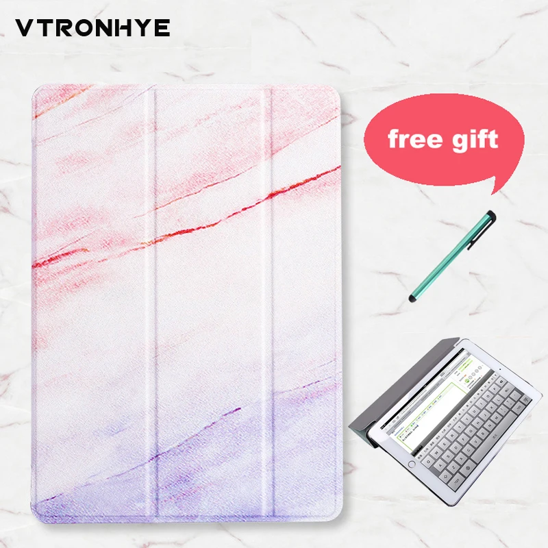 

Case for iPad mini 5 2019 Capa para Marble print Folding Stand Smart Case for iPad 2017 2018 Air 1/2 Auto Wake up/Sleep function