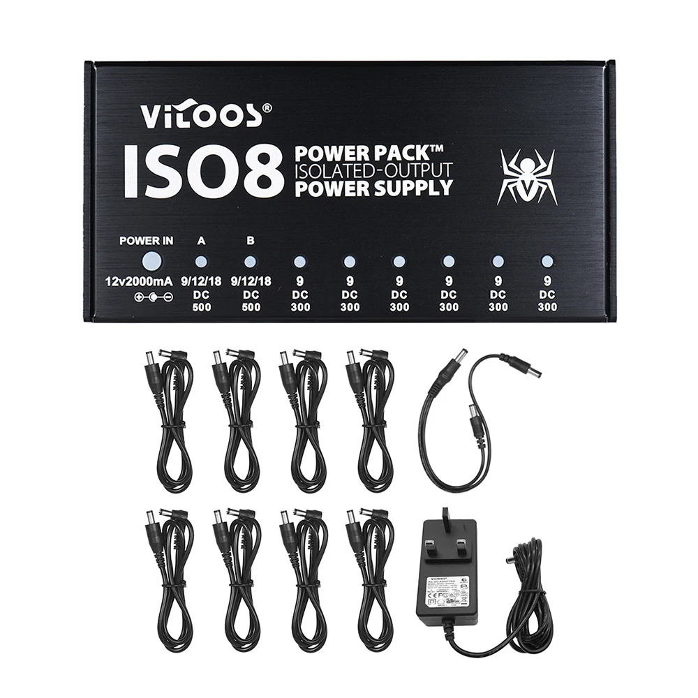 VITOOS ISO8 компактный размер гитарные эффекты Электропитание блок питания станция 8 изолированных DC выходов для 9 V/12 V/18 V гитарных эффектов - Цвет: UK PLUG