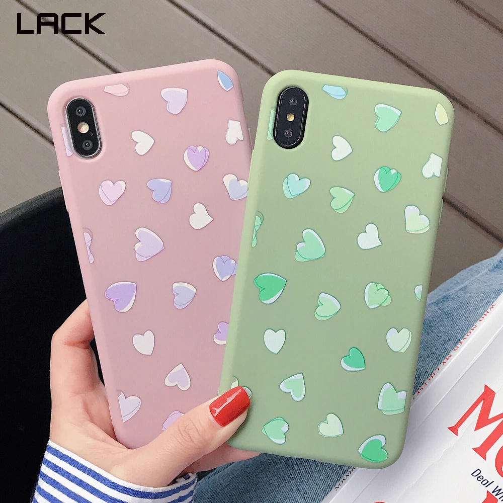 

LACK ins Love heart Matte soft silicon tpu phone cases for iphone XS Max XR Cases for iphone X 6 6s 7 8 plus Gradient back cover