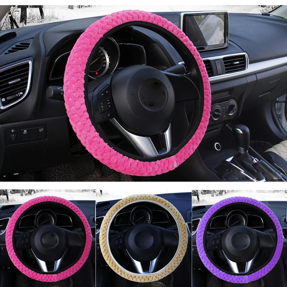 Winter Car Steering Wheel Cover Warm Auto Decoration Steer Protection Pearl Velvet Car-styling Universal Soft Plush Steer Covers Winter Car Steering Wheel Cover Warm Auto Decoration Steer Protection Pearl Velvet Car-styling Universal Soft Plush Steer Covers