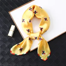 Роскошный шелковый шарф с принтом пчелы, женские шарфы с квадратным вырезом, Брендовая женская повязка на голову, дизайнерская повязка на голову, шарфы, платок