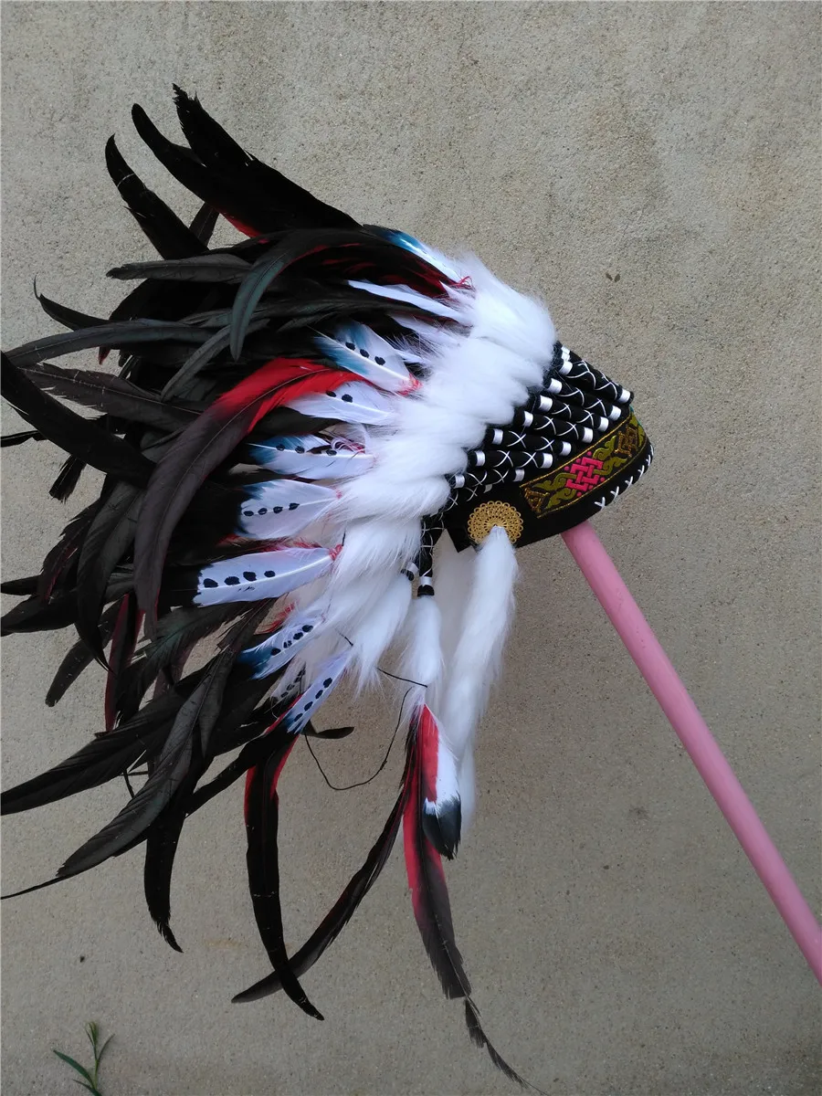 RED indian feather headdress replica 